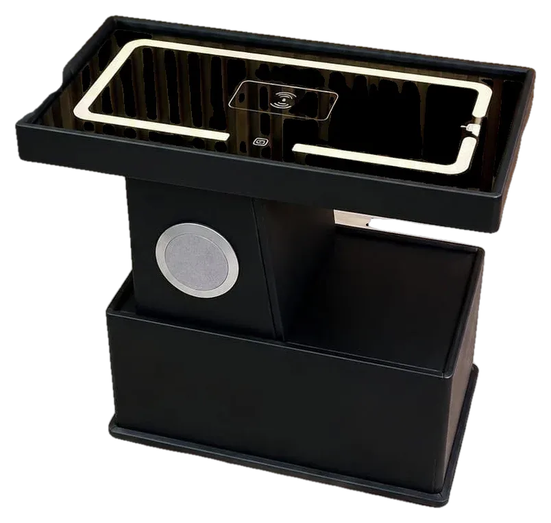 Mesa inteligente con luz LED y carga inalámbrica