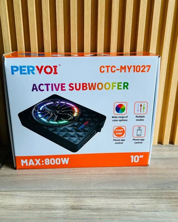Caja del subwoofer activo PERVOI CTC-MY1027 con luces RGB