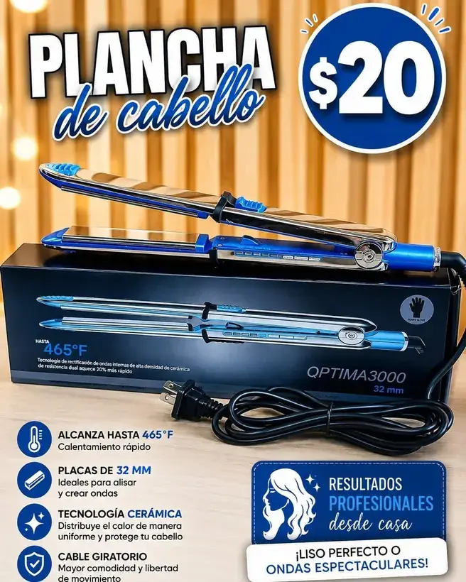 Promoción publicada por TecnoCity SV: Plancha de cabello Optima 3000